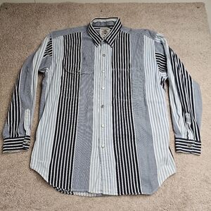 Vintage Banana Republic Safari & Travel Blue Multi Striped Button Down Shirt‎ XL